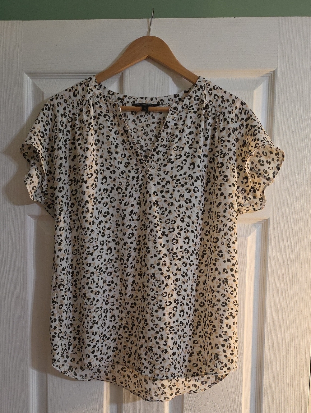 Banana Republic Cream Leopard Print V-Neck Blouse